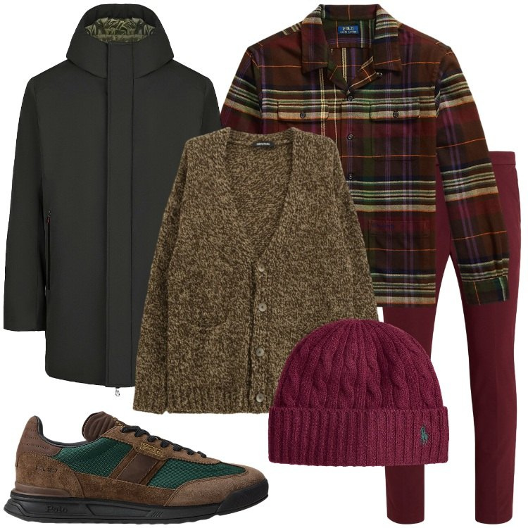 Outfit uomo - Flanella e morbidezza. Stile Trendy per Tutti i giorni. Abbinamento con cardigans, giacche, pantaloni, sneakers, berretti, parka.