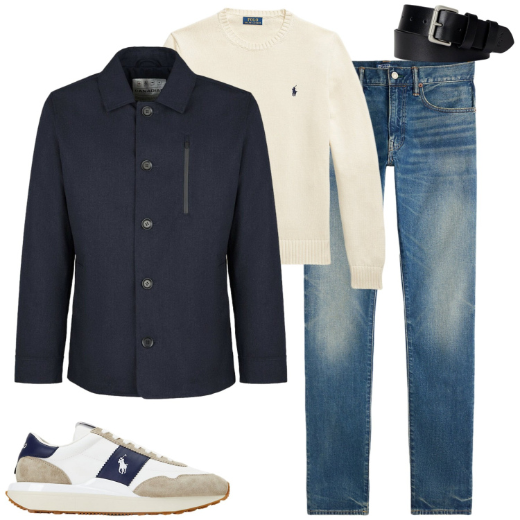Outfit uomo - Dicembre. Stile Casual per Tutti i giorni. Abbinamento con cinture, sneakers, maglieria, jeans, piumini.