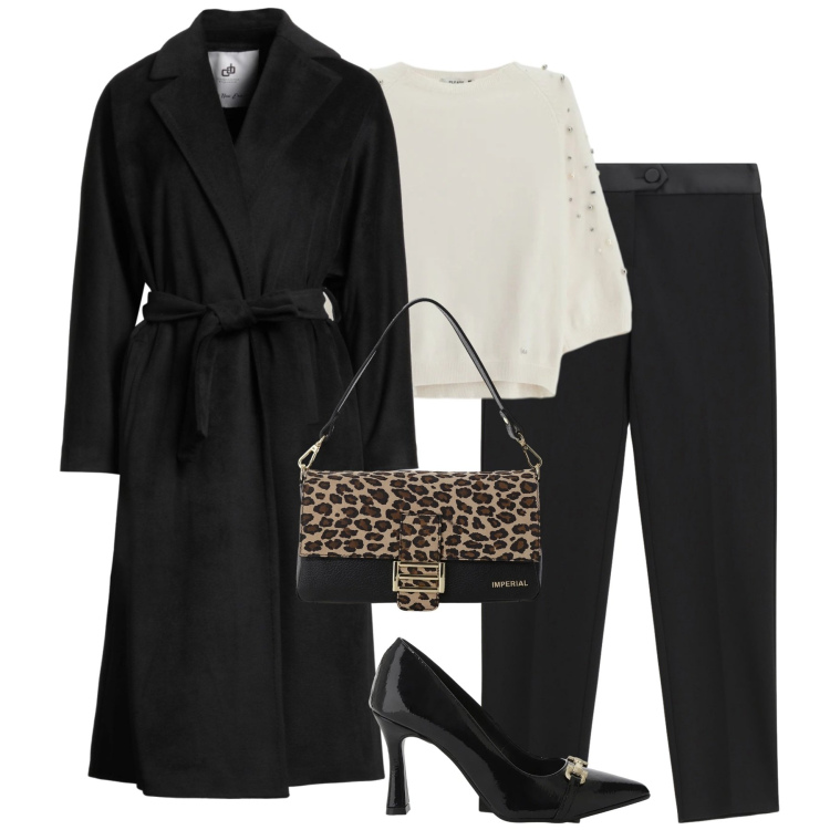 Outfit donna - City. Stile Urban per Tutti i giorni. Abbinamento con cappotti, maglieria, pantaloni, borse a spalla, décolleté.