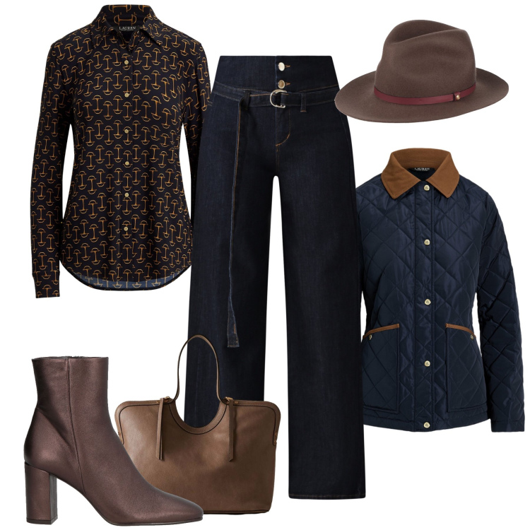 Outfit donna - I jeans che valorizzano. Stile Sporty chic per Tutti i giorni. Abbinamento con cappelli, stivaletti, jeans, shopping bag, camicie, giacche.