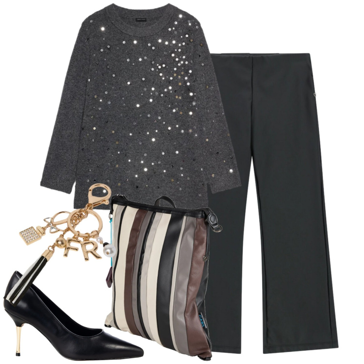 Outfit donna - Un pò di luce. Stile Urban per Tutti i giorni. Abbinamento con zaini, pantaloni, décolleté, maglieria, portachiavi.