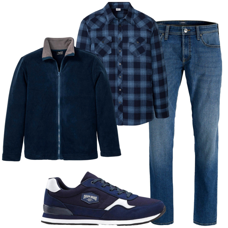 Outfit uomo - Camicia in flanella. Stile Casual per Tutti i giorni. Abbinamento con sneakers, camicie, giacche, jeans.