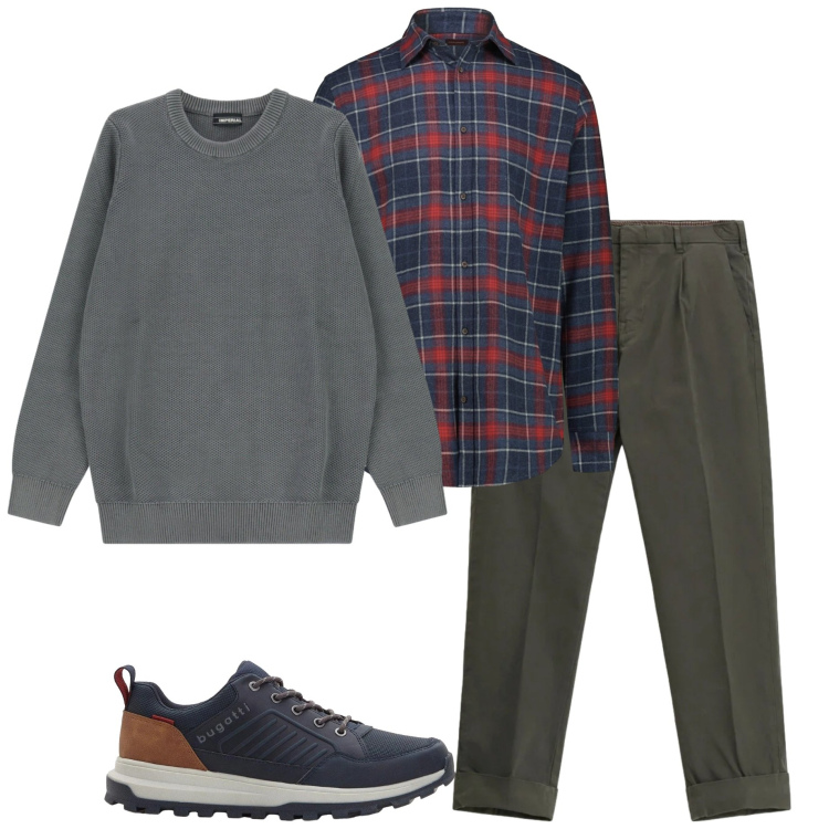 Outfit uomo - Camicia in flanella. Stile Casual per Tutti i giorni. Abbinamento con sneakers, pantaloni chino, pullovers, camicie.