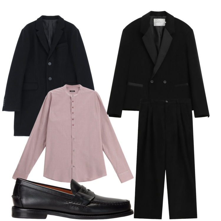 Outfit uomo - Total look #2305479. Stile Trendy per Serata speciale. Abbinamento con camicie, cappotti, pantaloni, giacche, scarpe stringate.