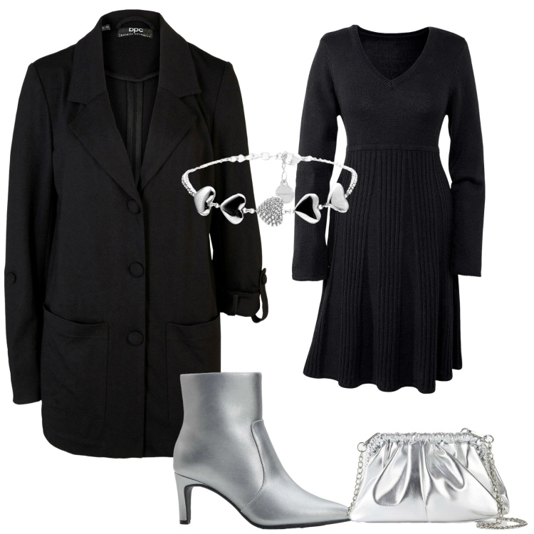 Outfit donna - Total look #2305497. Stile Bon Ton per Serata fuori. Abbinamento con vestiti, blazer, stivaletti, borse a tracolla, braccialetti.