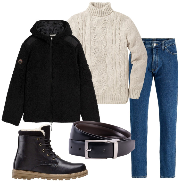 Outfit uomo - Total look #2305499. Stile Casual per Tutti i giorni. Abbinamento con maglieria, stivali e stivaletti, jeans, giacche, cinture.