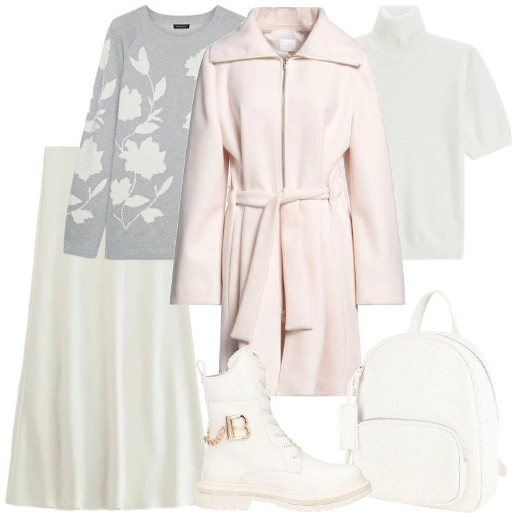 Outfit donna - Freddo dicembre. Stile Romantica per Tutti i giorni. Abbinamento con anfibi, zaini, cappotti, maglieria, gonne lunghe, maglieria.