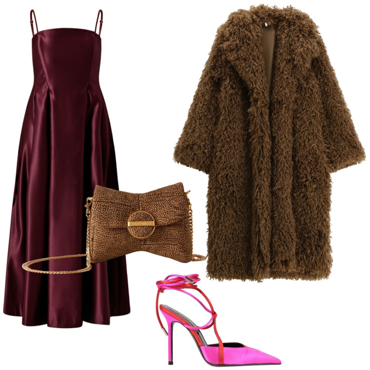 Outfit donna - Décolleté fucsia. Stile Glamour per Serata fuori. Abbinamento con décolleté, vestiti lunghi, cappotti, pochette.