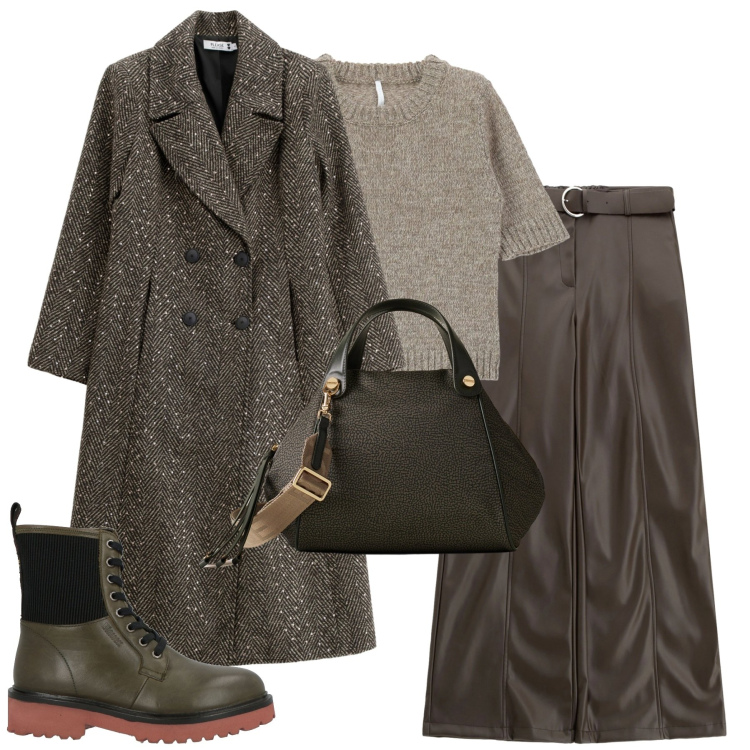 Outfit donna - Dicembre. Stile Urban per Tutti i giorni. Abbinamento con stivaletti, cappotti, pantaloni, maglieria, borse a mano.