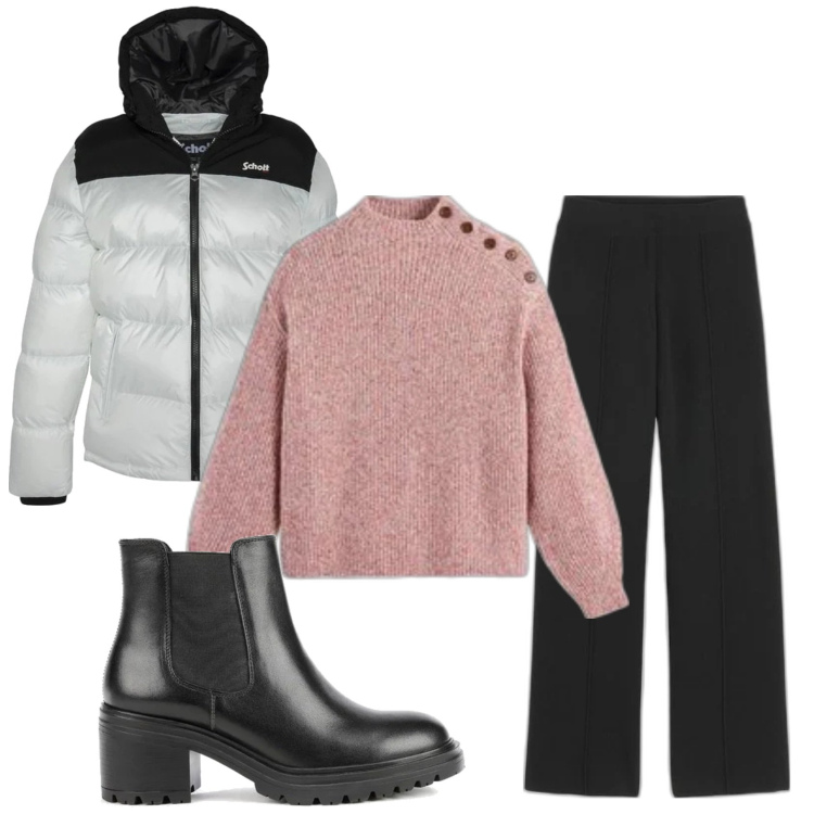 Outfit mujer - Basic #6625. Estilo Basic para Todos los días. Combinación con botines chelsea, blazers, pantalones, prendas de punto.