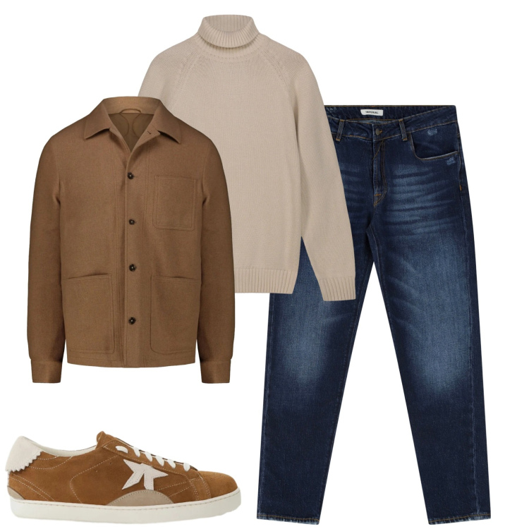 Outfit uomo - Dicembre. Stile Casual per Tutti i giorni. Abbinamento con jeans dritti, sneakers, cappotti, pullovers.