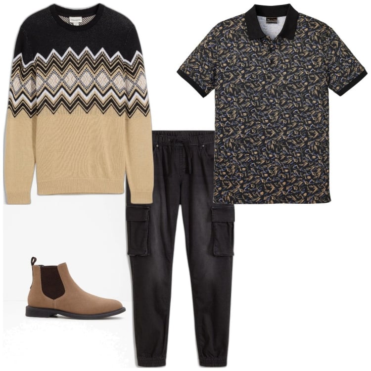 Outfit homme - Urban #6026. Style Urban pour Tous les jours. Assortir avec pulls, polos, jean coupe droite, bottes et bottines.