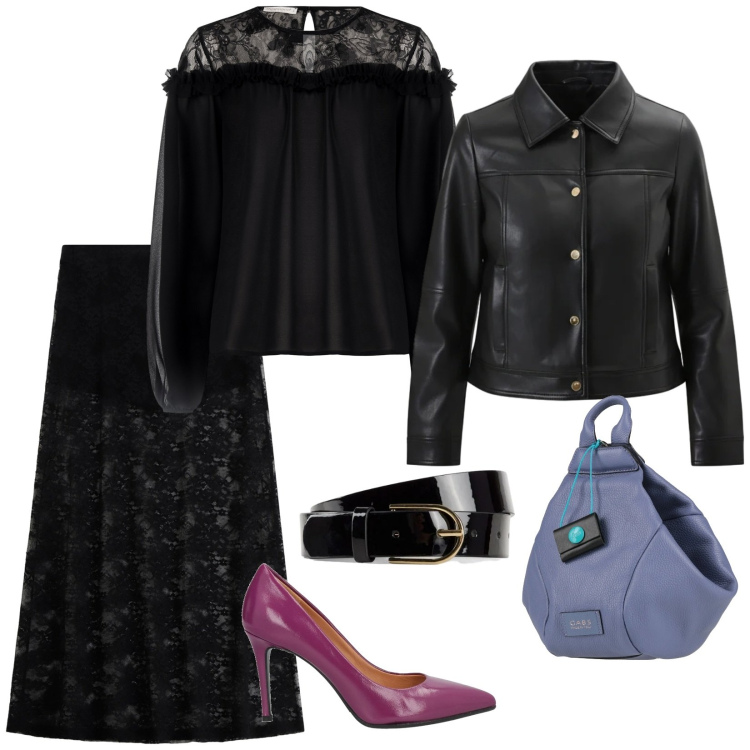 Outfit donna - A cena fuori. per Serata fuori. Abbinamento con cinture, zaini, décolleté, bluse, giacche, gonne lunghe.