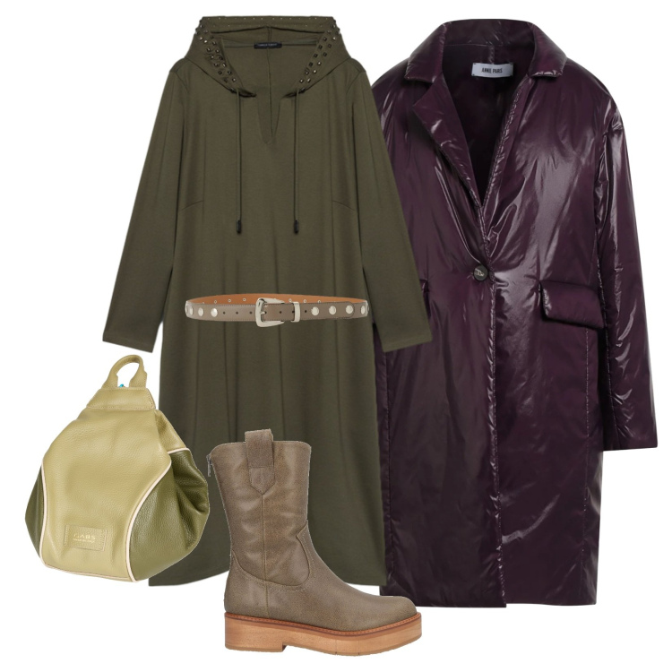 Outfit donna - Cinturino con borchie. Stile Casual chic per Tutti i giorni. Abbinamento con zaini, stivaletti, cappotti, cinture, vestiti lunghi.