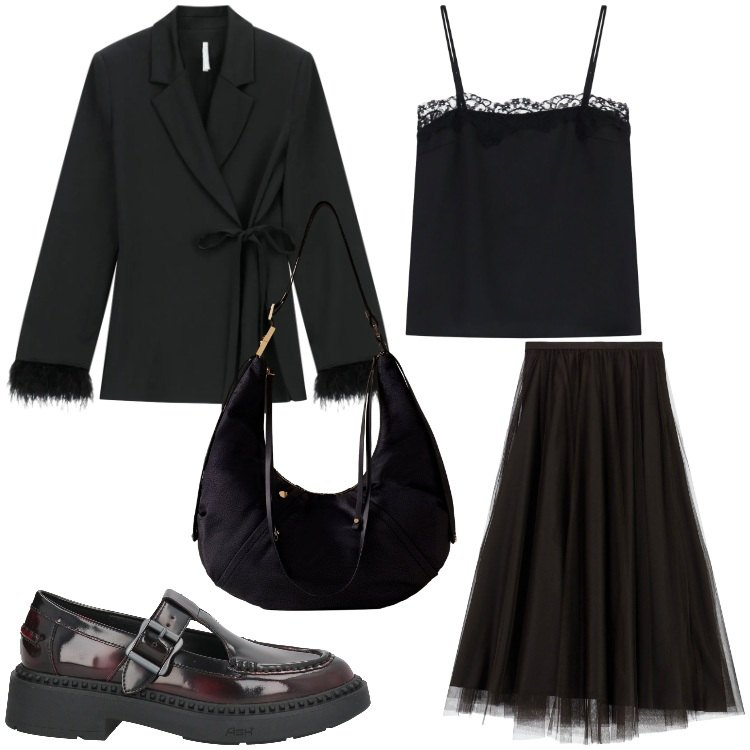 Outfit donna - Pizzi e merletti. Stile Chic per Serata fuori. Abbinamento con mocassini, blazer, canottiere, gonne lunghe, borse a spalla.