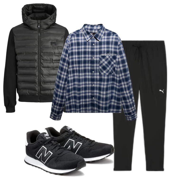 Outfit hombre - Casual look. Estilo Casual para Todos los días. Combinación con sneakers, pantalones, plumíferos, camisas.