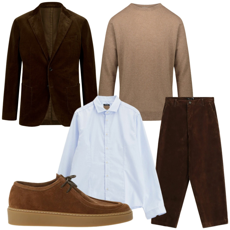 Outfit uomo - Total look #2305760. Stile Casual per Tutti i giorni. Abbinamento con camicie, pantaloni, scarpe stringate, maglieria, giacche.