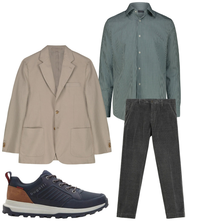 Outfit uomo - Professionale. Stile Business/Elegante per Ufficio. Abbinamento con sneakers, pantaloni chino, giacche, camicie.