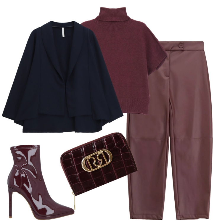 Outfit donna - Total look #2305799. Stile Trendy per Tutti i giorni. Abbinamento con stivaletti, portafogli, pantaloni, maglieria, blazer.