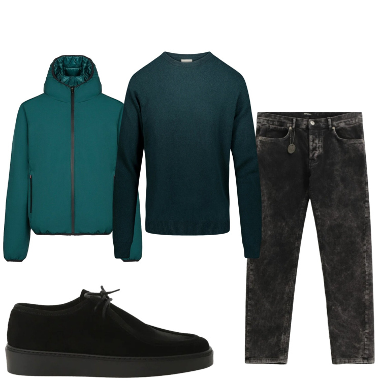 Outfit uomo - Total look #2305809. Stile Casual per Tutti i giorni. Abbinamento con pantaloni, scarpe stringate, bomber, maglieria.