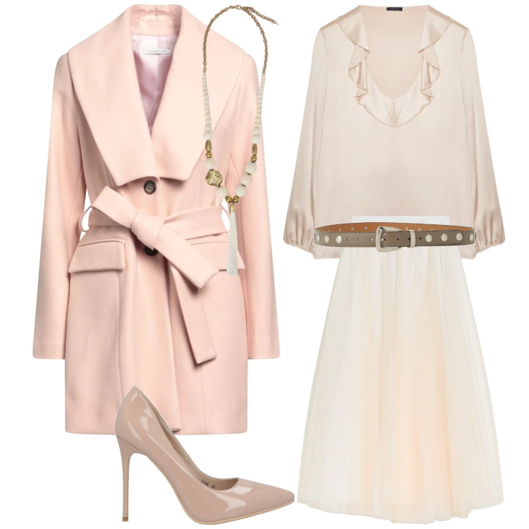 Outfit donna - White Christmas. Stile Boho per Cerimonia. Abbinamento con gonne lunghe, décolleté, cappotti, cinture, ciondoli, bluse.