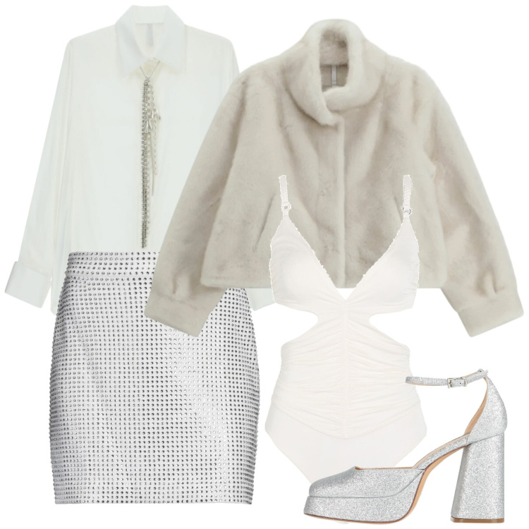 Outfit donna - White Xmas. Stile Sexy per Cerimonia. Abbinamento con minigonne, décolleté, body, ecopellicce, camicie.