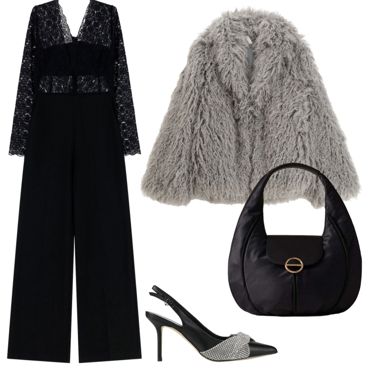 Outfit donna - Scarpe con strass. Stile Glamour per Serata fuori. Abbinamento con décolleté, ecopellicce, tute, borse a mano.