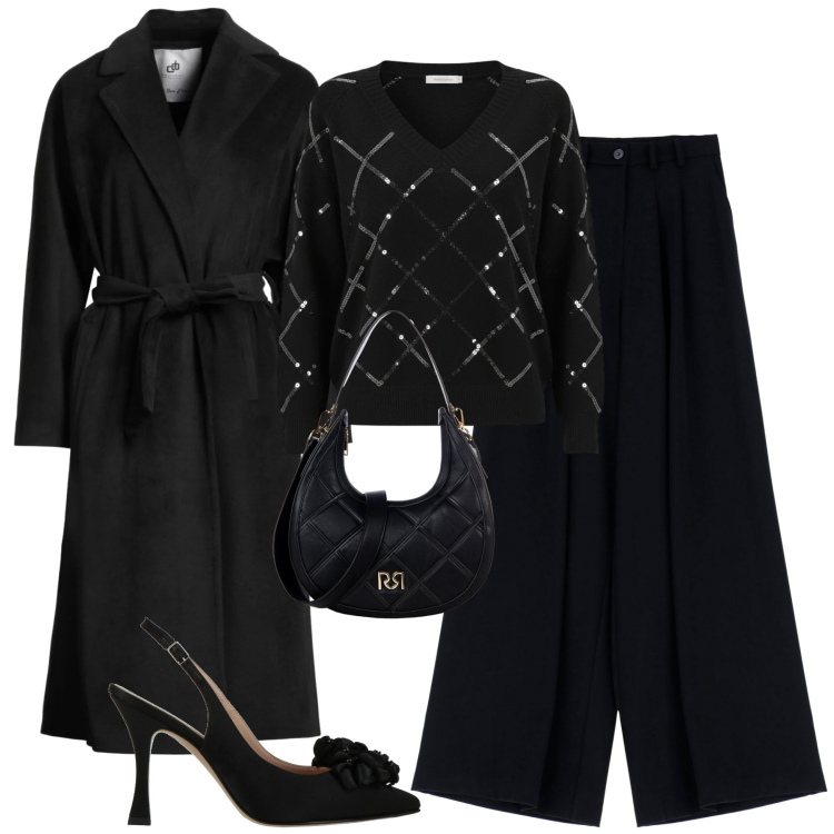 Outfit donna - Scintille di luce. Stile Urban per Tutti i giorni. Abbinamento con cappotti, décolleté, pantaloni, borse a tracolla, maglieria.