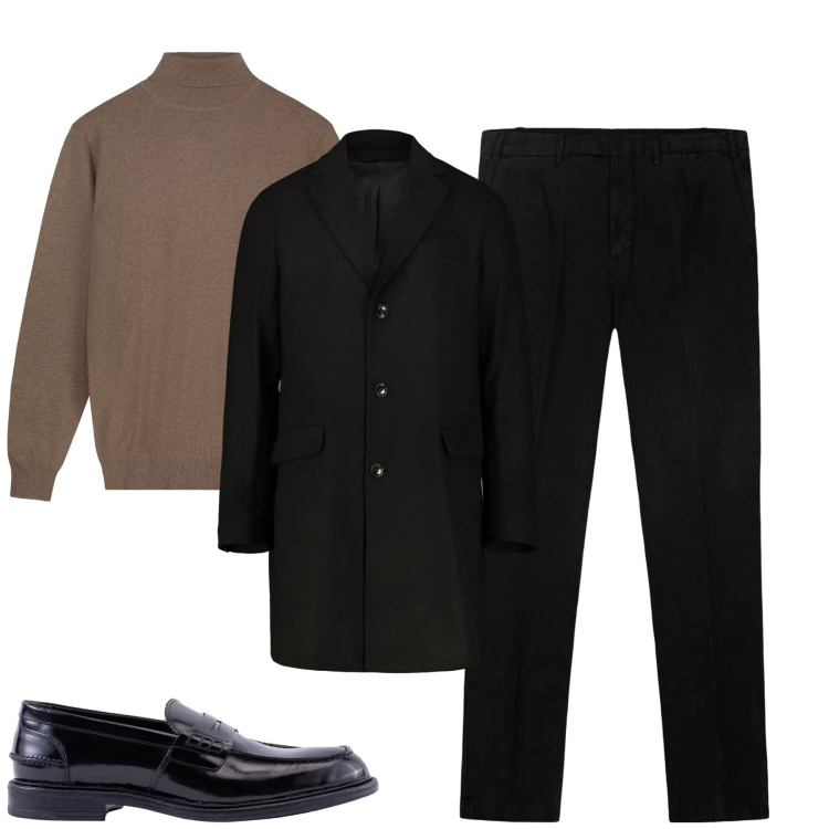 Outfit uomo - City. Stile Urban per Tutti i giorni. Abbinamento con maglieria, cappotti, pantaloni, scarpe stringate.