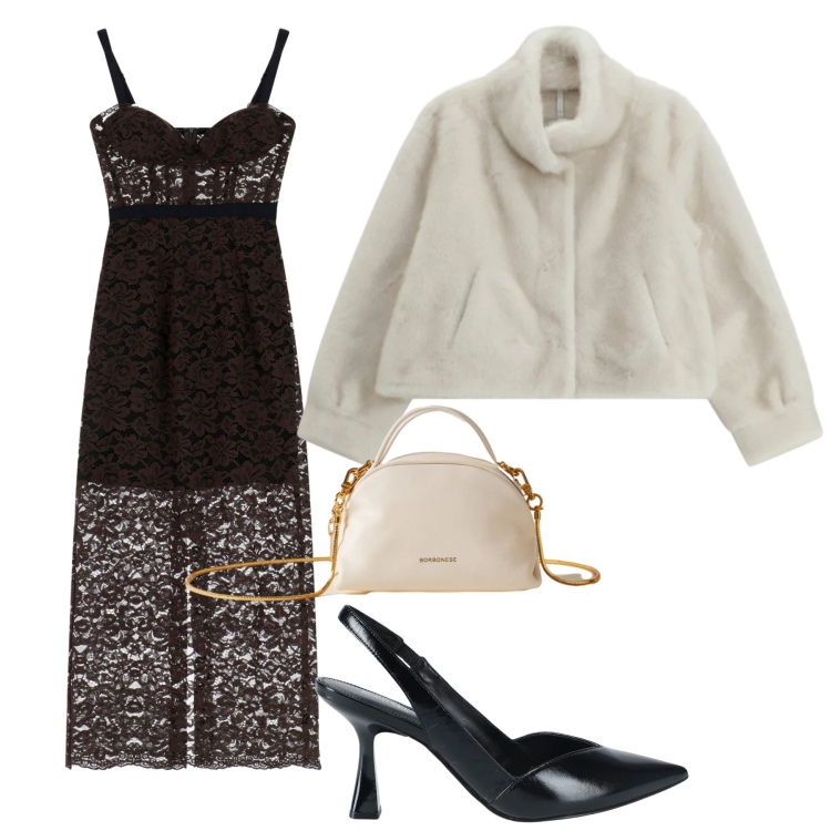 Outfit donna - Bianco Natale. Stile Chic per Cerimonia. look ideale per Petite. Abbinamento con décolleté, ecopellicce, vestiti midi/longuette, borse a mano.