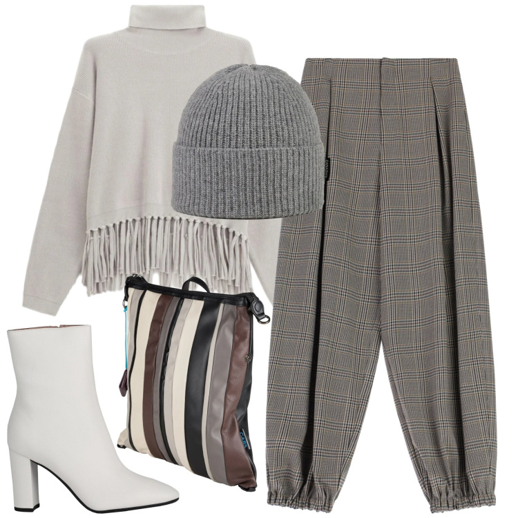 Outfit donna - Big chill. Stile Casual chic per Tutti i giorni. Abbinamento con zaini, stivaletti, maglieria, pantaloni a palazzo, berretti.