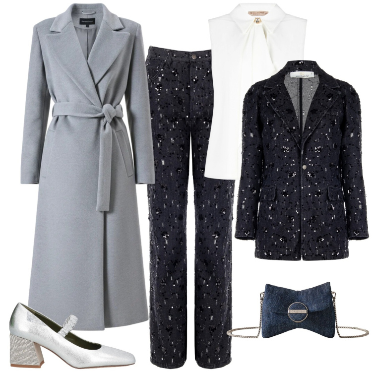 Outfit donna - Glamour serata evento speciale. Stile Glamour per Serata fuori. Abbinamento con décolleté, blazer, top, pantaloni, cappotti, borse a spalla.