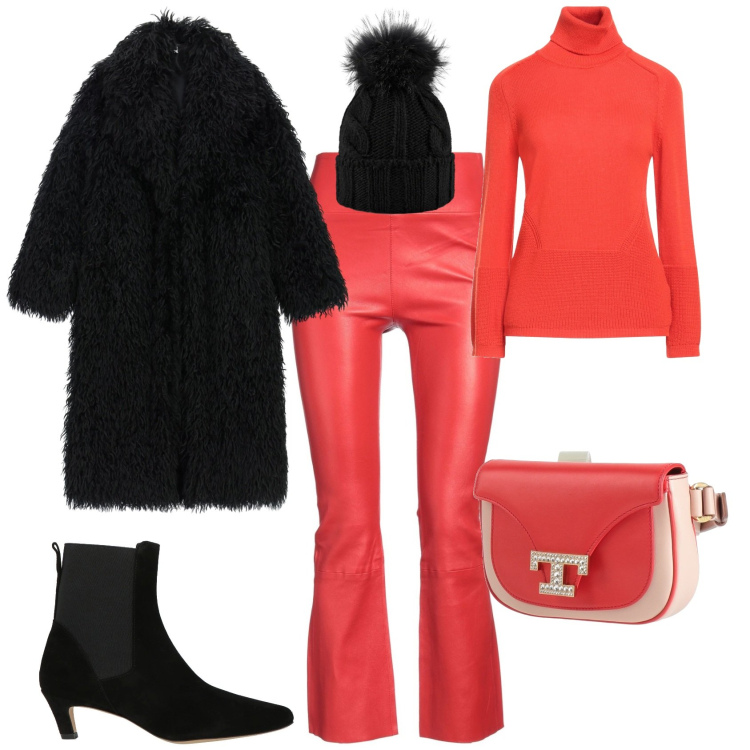 Outfit donna - Minimal chic. Stile Minimal per Serata fuori. Abbinamento con stivaletti chelsea, leggings, maglieria, marsupi, cappotti, berretti.