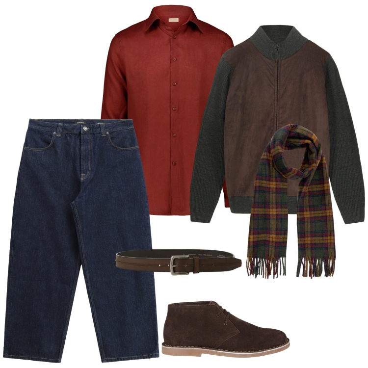 Outfit uomo - Per tutto il giorno. per Tutti i giorni. Abbinamento con jeans, cinture, camicie, stivali e stivaletti, sciarpe, giacche.