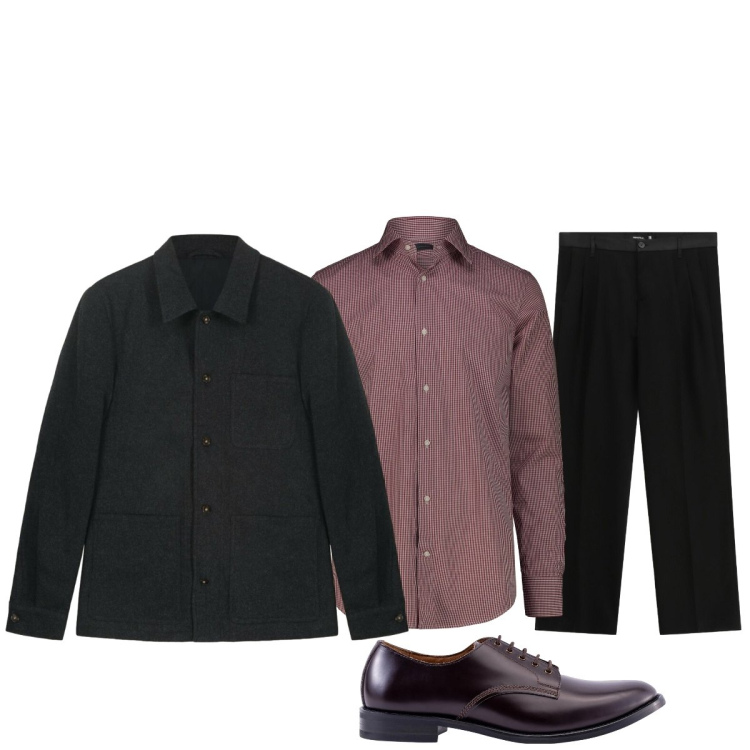 Outfit uomo - Per la serata eleganza sobria. Stile Business/Elegante per Serata speciale. Abbinamento con pantaloni, scarpe stringate, camicie, cappotti.