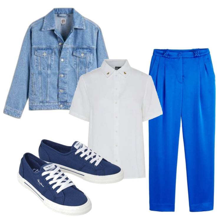 Outfit mujer - Casual #13787. Estilo Casual para Todos los días. Combinación con pantalones, sneakers, camisas de manga corta, blazers.