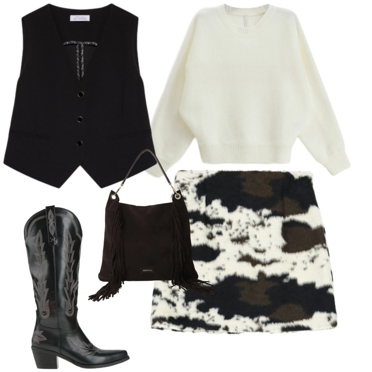 Outfit donna - Dicembre. Stile Trendy per Tutti i giorni. Abbinamento con stivali, minigonne, borse a spalla, maglieria, gilet.