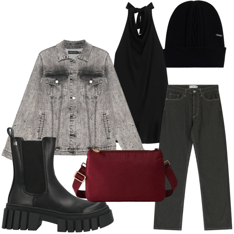 Outfit donna - Let\'s Rock. Stile Rock per Serata fuori. Abbinamento con stivaletti, pantaloni, vestiti corti, berretti, borse a tracolla, blazer.