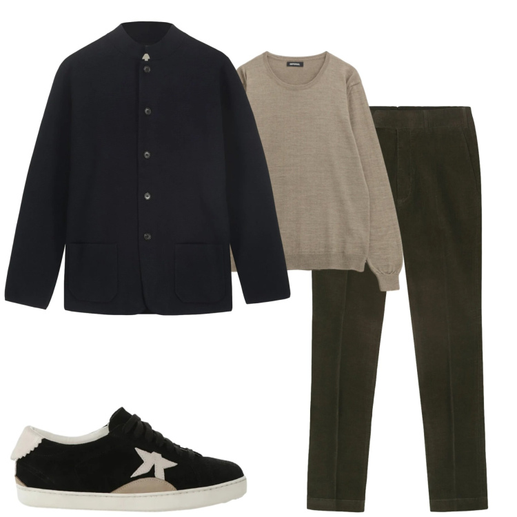 Outfit uomo - Total look #2306473. Stile Urban per Tutti i giorni. Abbinamento con maglieria, sneakers, giacche, pantaloni.