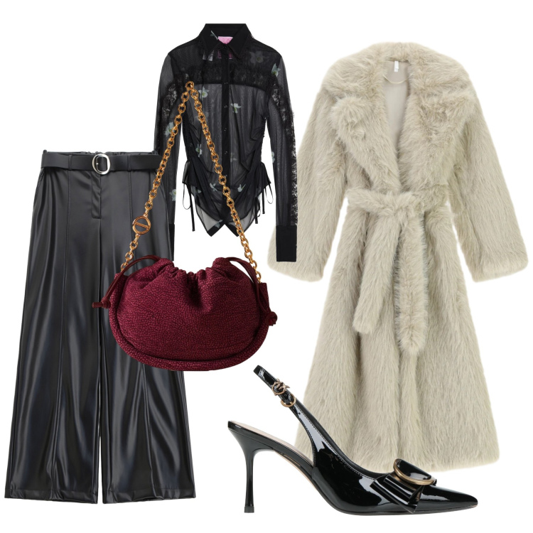 Outfit donna - Total look #2306497. Stile Chic per Cerimonia. Abbinamento con décolleté, camicie, pantaloni, cappotti, borse a spalla.