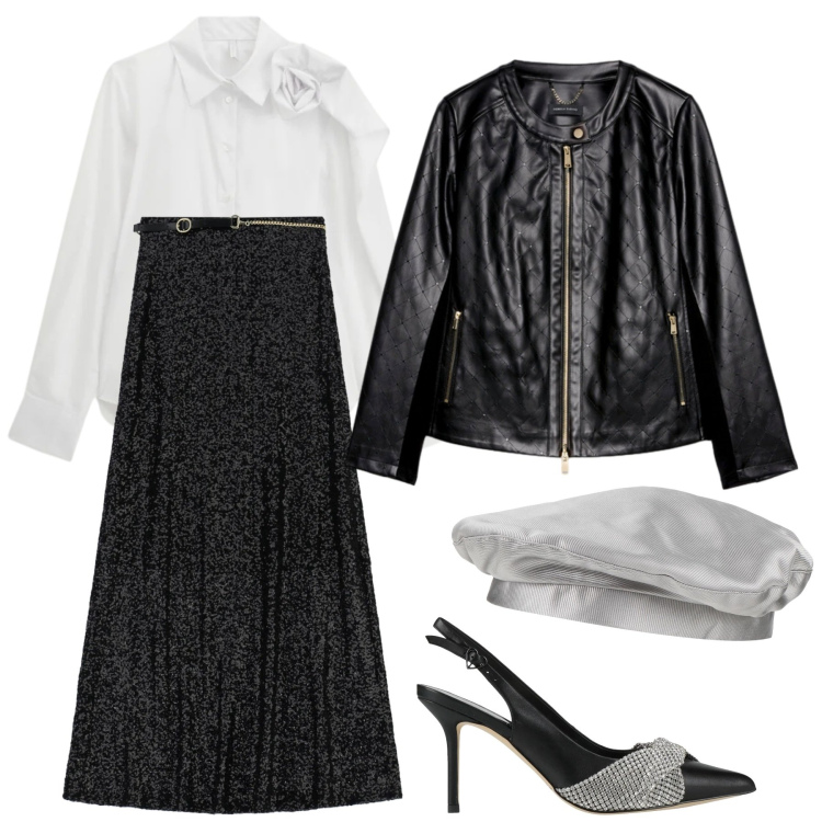 Outfit donna - Luminosa per le feste. Stile Chic per Cerimonia. Abbinamento con décolleté, cappelli e berretti, gonne lunghe, camicie, giacche.