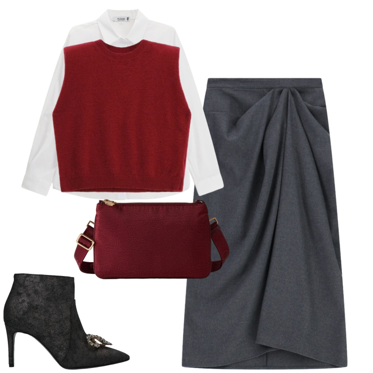 Outfit donna - Dicembre. Stile Urban per Tutti i giorni. Abbinamento con stivaletti, camicie, gonne longuette, maglieria, borse a tracolla.