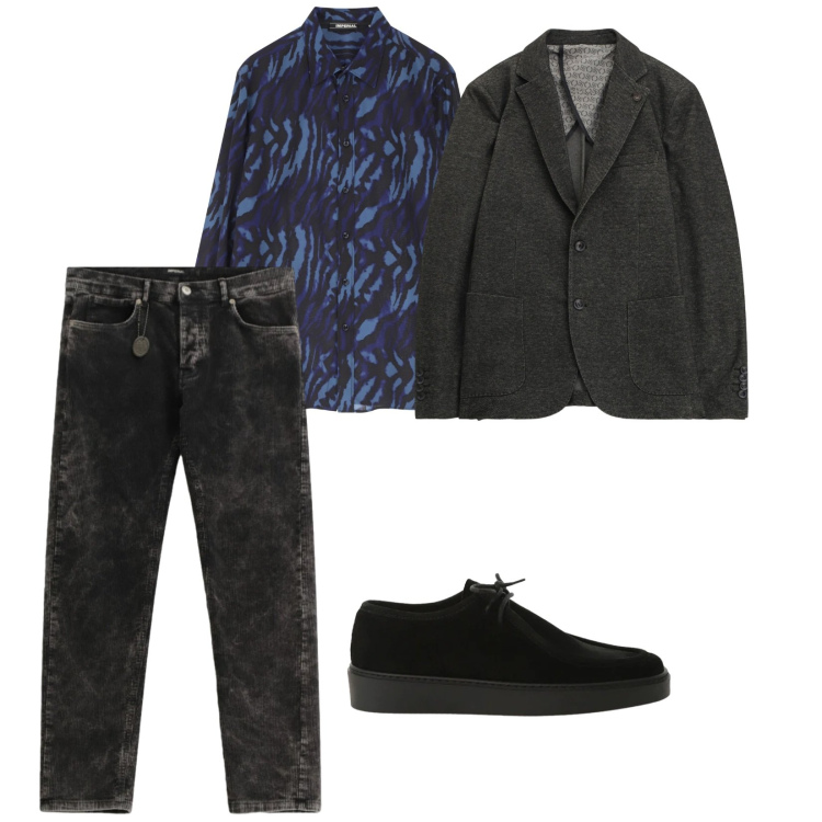 Outfit uomo - Semplicità. per Serata speciale. Abbinamento con camicie, giacche, pantaloni, scarpe stringate.