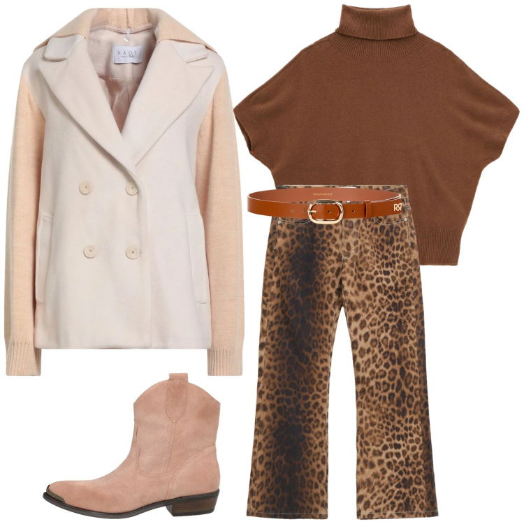 Outfit donna - Real life. Stile Casual per Tutti i giorni. Abbinamento con caban, stivaletti texani, pantaloni, cinture, maglieria.