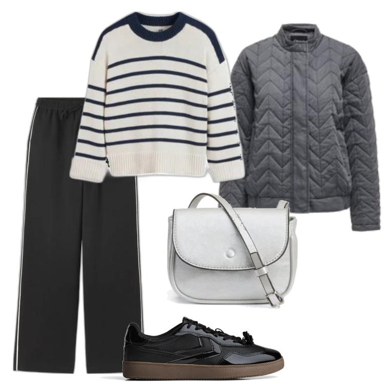 Outfit mujer - Urban look. Estilo Urban para Todos los días. Combinación con blazers, pantalones, bolsos de mano, sneakers, prendas de punto.