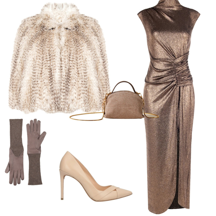 Outfit donna - Serata evento speciale bon ton. Stile Bon Ton per Serata fuori. Abbinamento con décolleté, guanti, ecopellicce, vestiti lunghi, borse a mano.