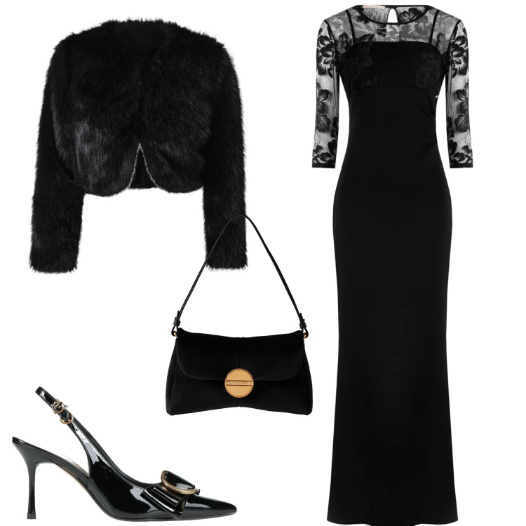 Outfit donna - Serata. Stile Chic per Serata fuori. Abbinamento con décolleté, vestiti lunghi, blazer, borse a tracolla.