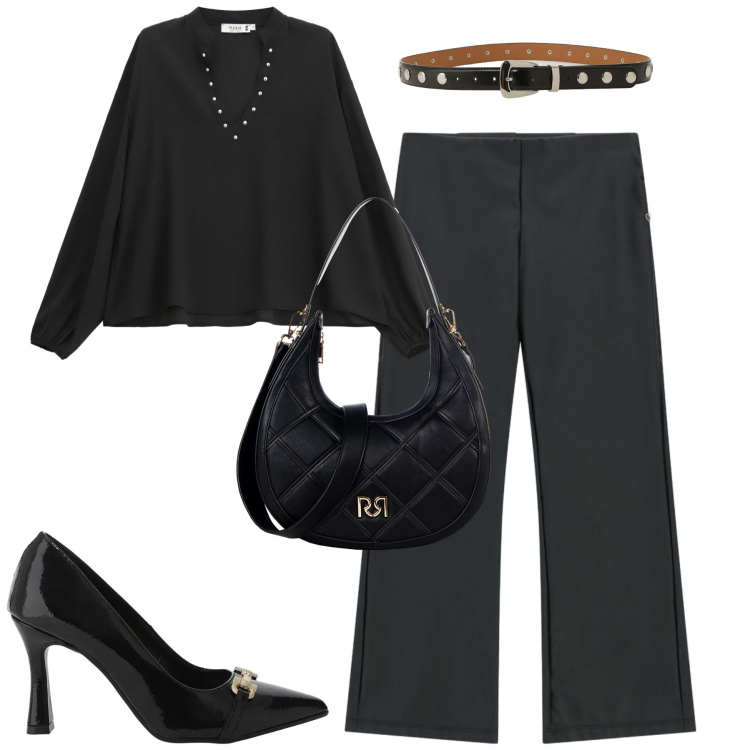 Outfit donna - City. Stile Urban per Tutti i giorni. Abbinamento con camicie, pantaloni, borse a tracolla, décolleté, cinture.