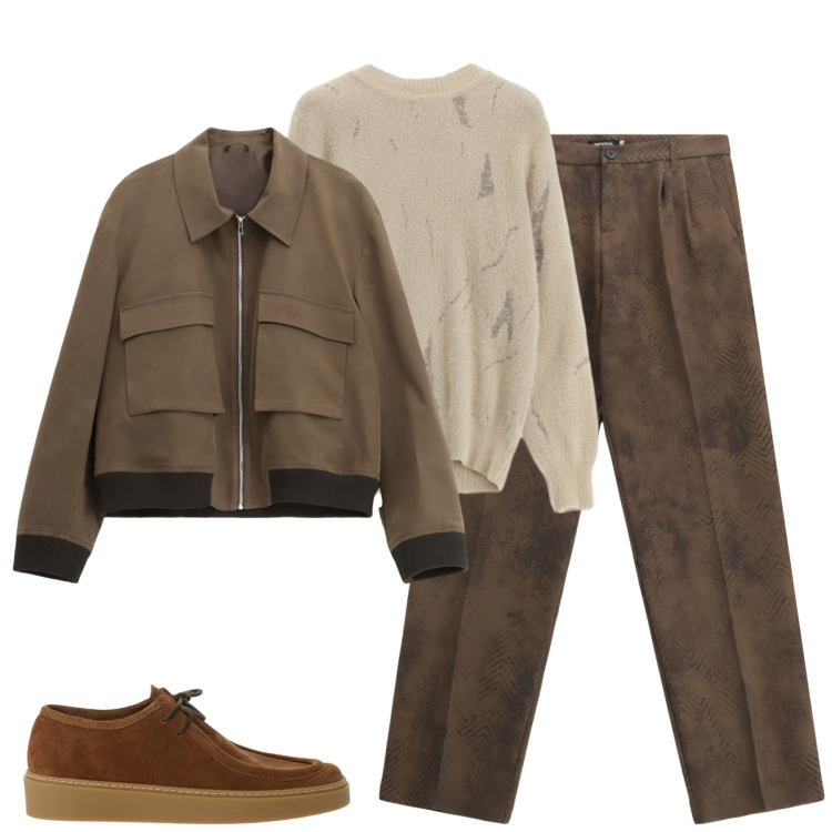 Outfit uomo - Total look #2306879. Stile Urban per Tutti i giorni. Abbinamento con giacche, pantaloni, maglieria, scarpe stringate.
