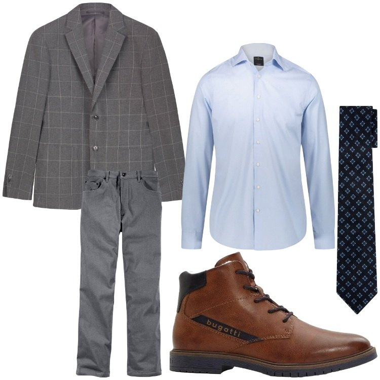 Outfit uomo - Auguri. Stile Business/Elegante per Serata speciale. Abbinamento con pantaloni, anfibi, giacche, camicie, cravatte.